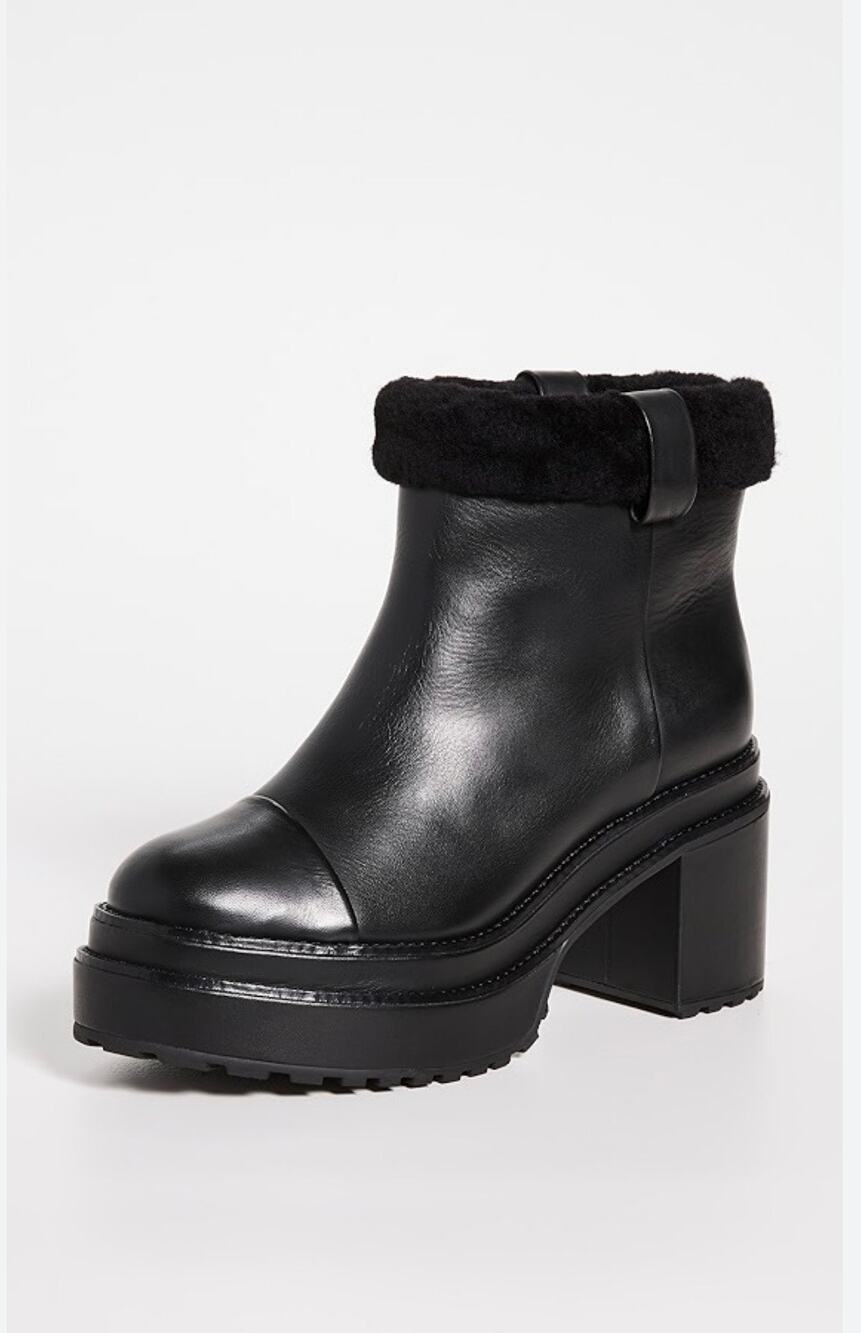 Cult Gaia Women's Black Raine Genuine Sherling Cuff Boot  12US / 42EU runs small